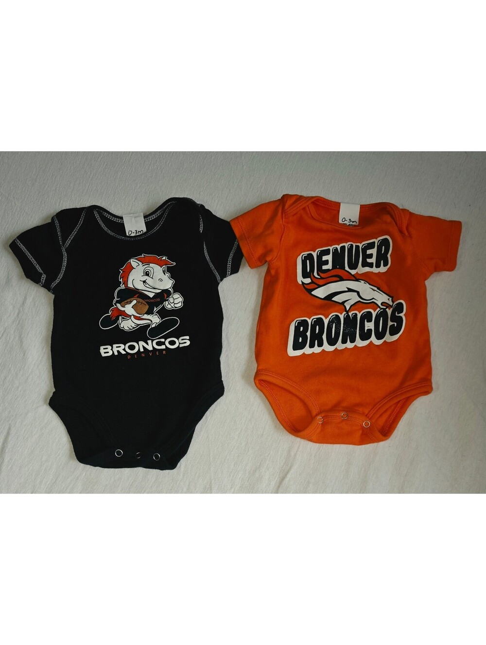 Lot of two newborn the 0 to 3 months Denver Broncos bodysuits